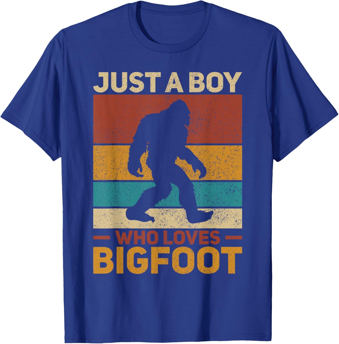 Just A Boy Who Loves Bigfoot Big Foot Kids Sasquatch T-Shirt - T-Shirt | Royal