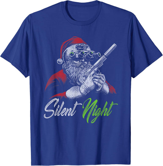 Silent Night Santa Christmas T-Shirt - T-Shirt | Royal