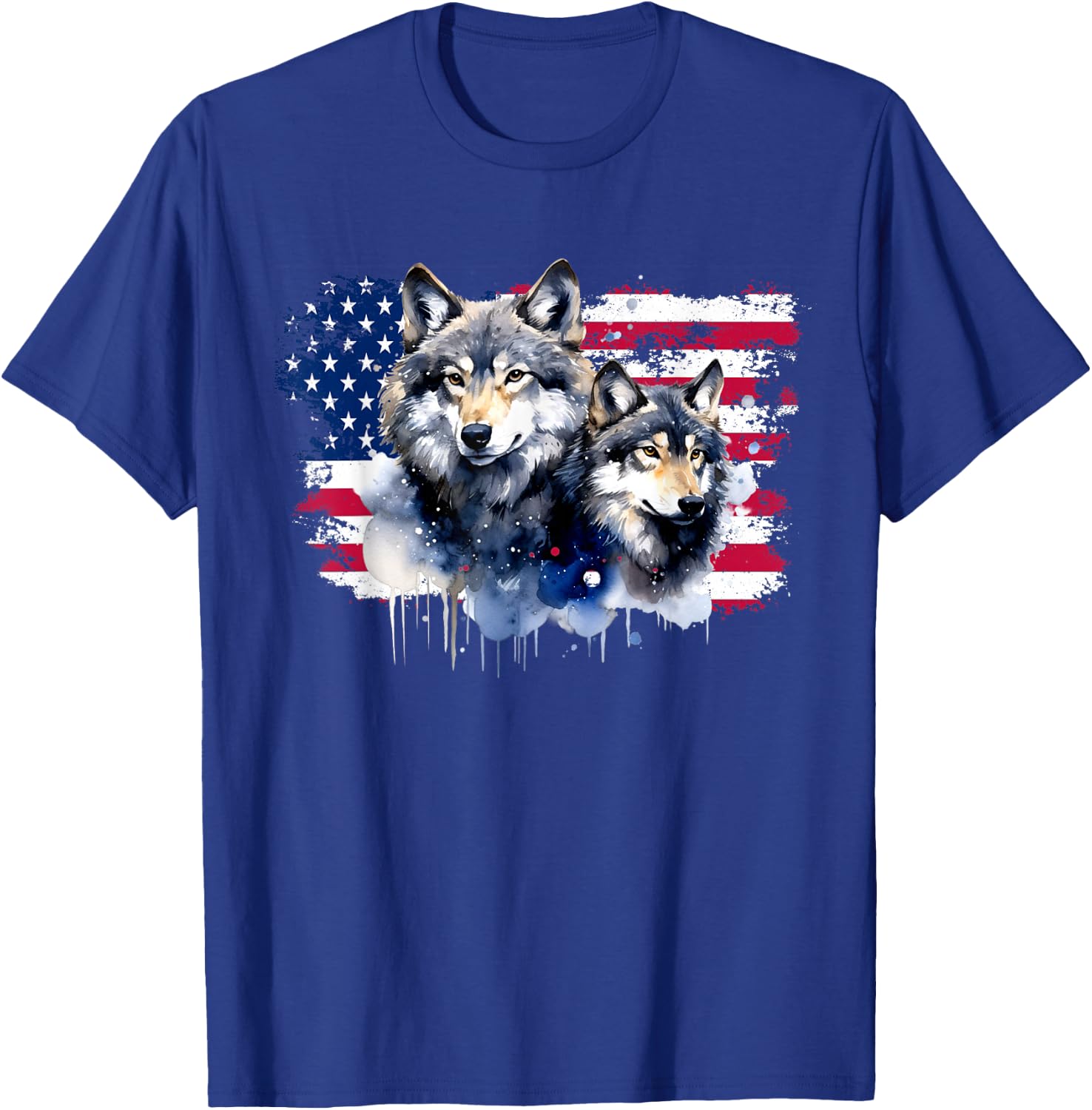 Wolves American Flag New Years Wolf Lovers Design T-Shirt - T-Shirt | Royal