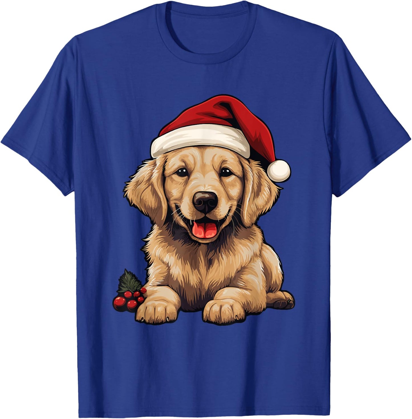 Golden Retriever Dog Christmas Santa Hat Xmas Pajama T-Shirt - T-Shirt | Royal