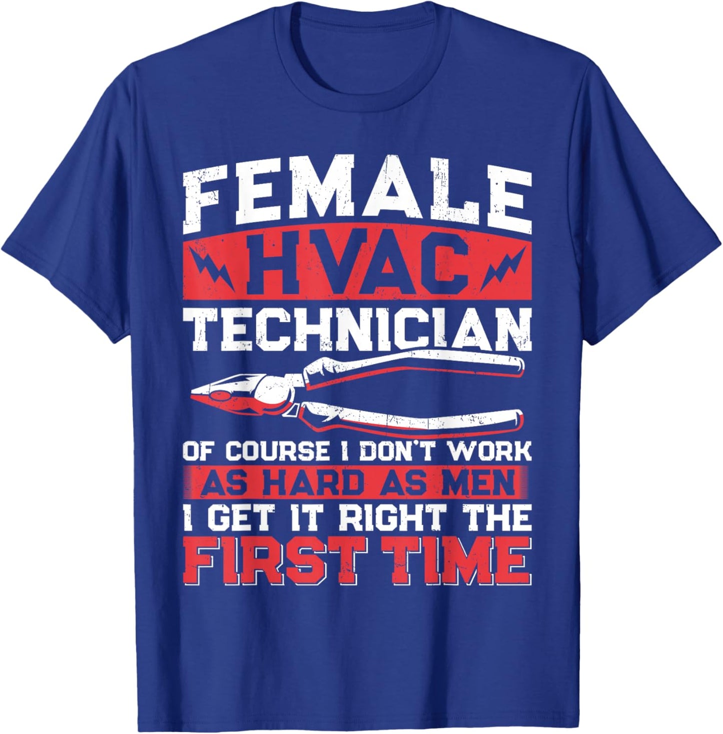 HVAC Technician Tech Female Girl Vintage Female Hvac T-Shirt - T-Shirt | Royal