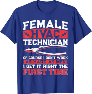 HVAC Technician Tech Female Girl Vintage Female Hvac T-Shirt - T-Shirt | Royal