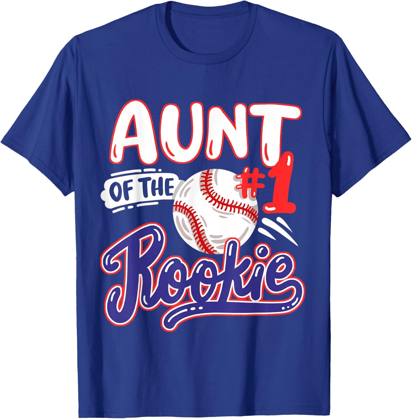 Aunt of Rookie 1st Baseball Birthday Party Theme Matching T-Shirt - T-Shirt | Royal