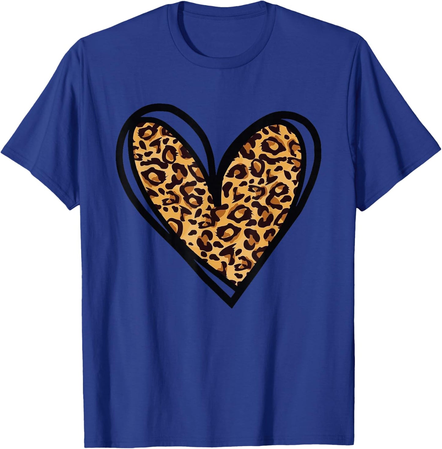 Love Cheetah Leopard Print Heart Valentines Day Girls Women T-Shirt - T-Shirt | Royal