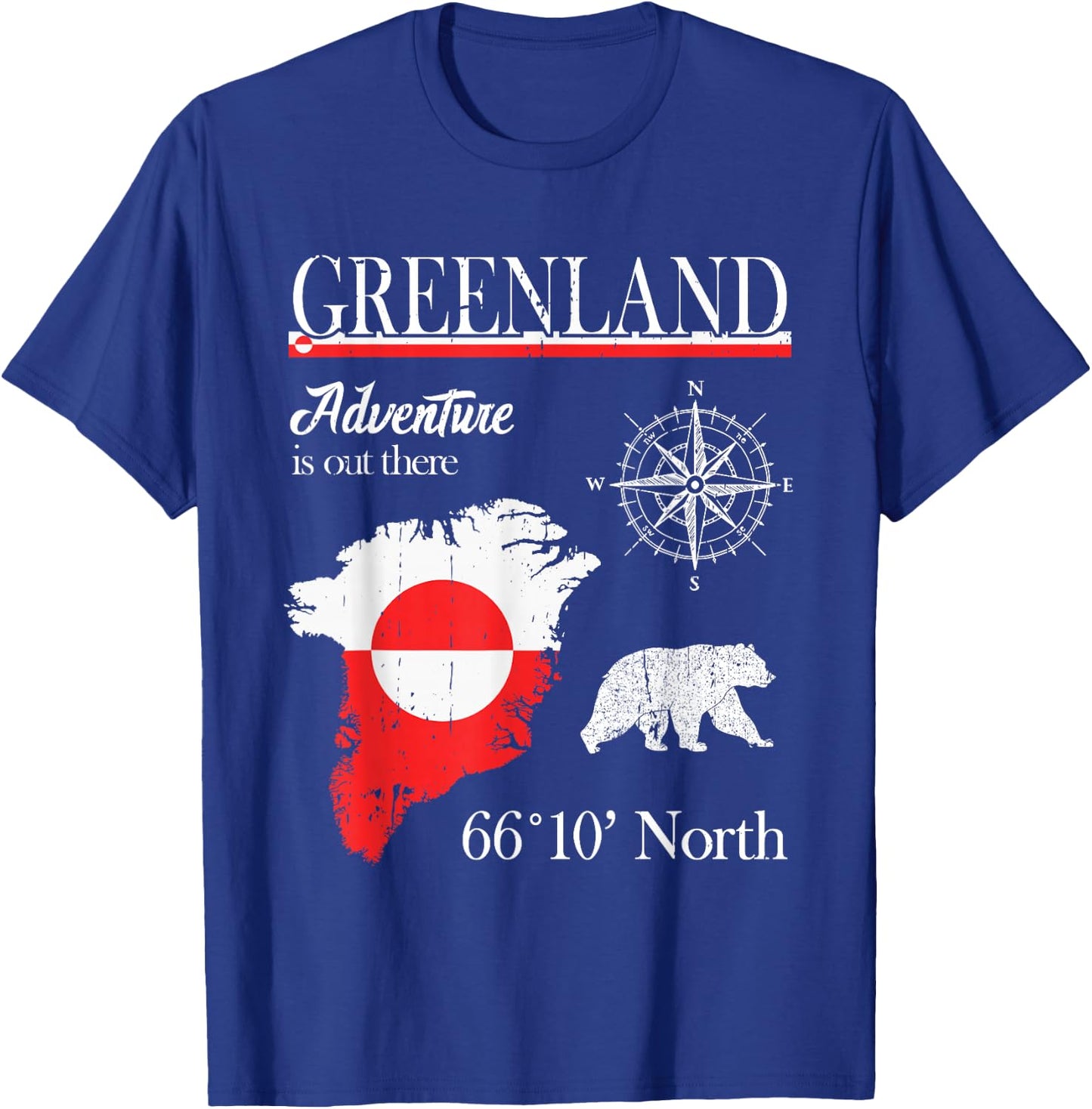 Greenland - Adventure Is Out There - Greenland Flag T-Shirt - T-Shirt | Royal