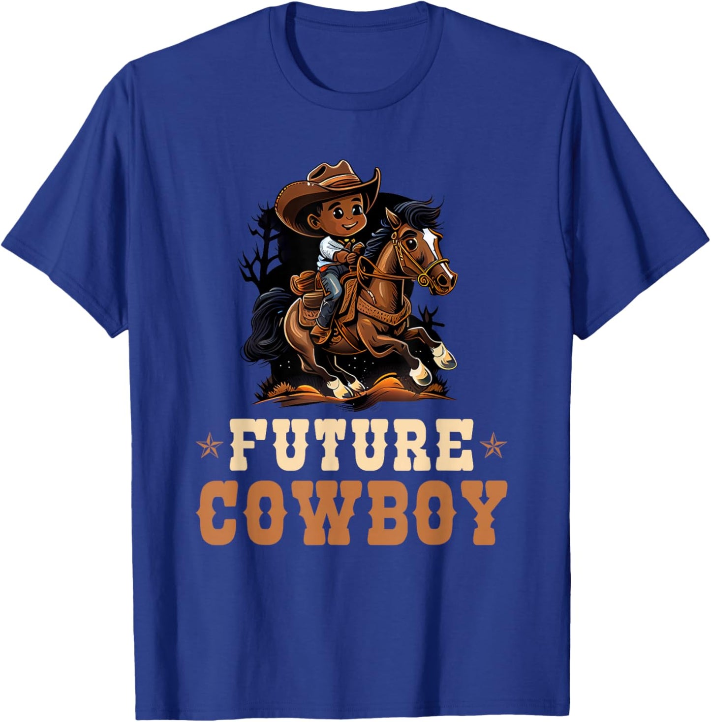 Future Cowboy, African American Rodeo Cowboy Boy Kids T-Shirt - T-Shirt | Royal