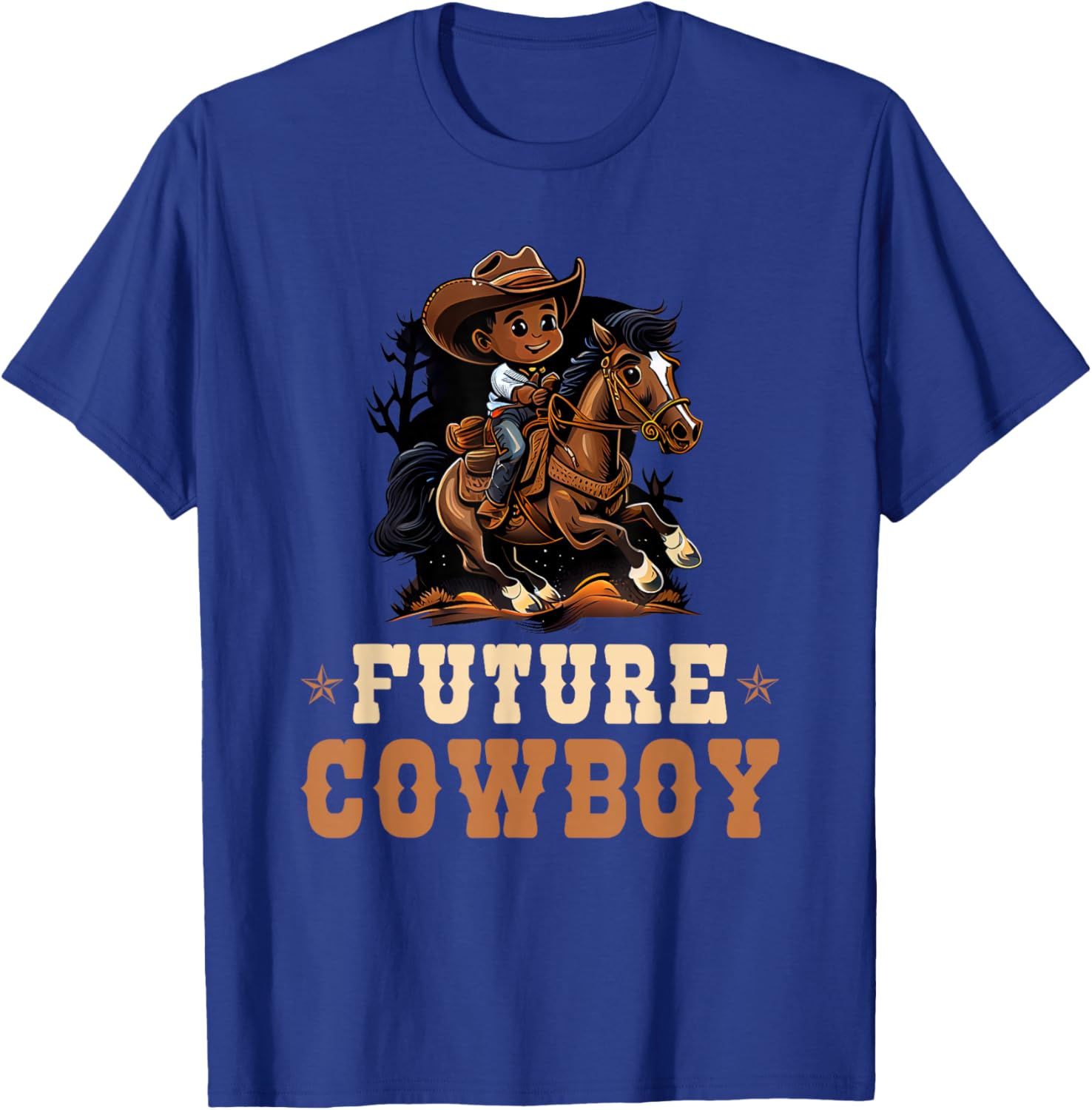 Future Cowboy, African American Rodeo Cowboy Boy Kids T-Shirt - T-Shirt | Royal
