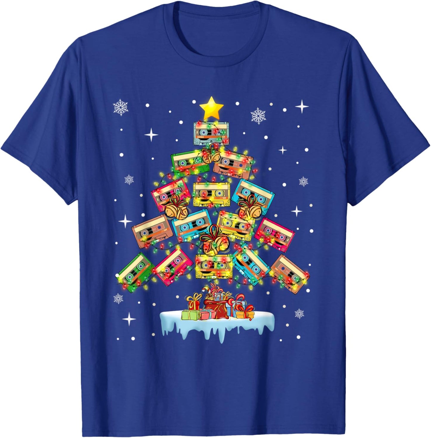 Music Cassette Tapes Christmas Tree Country Music Lover T-Shirt - T-Shirt | Royal