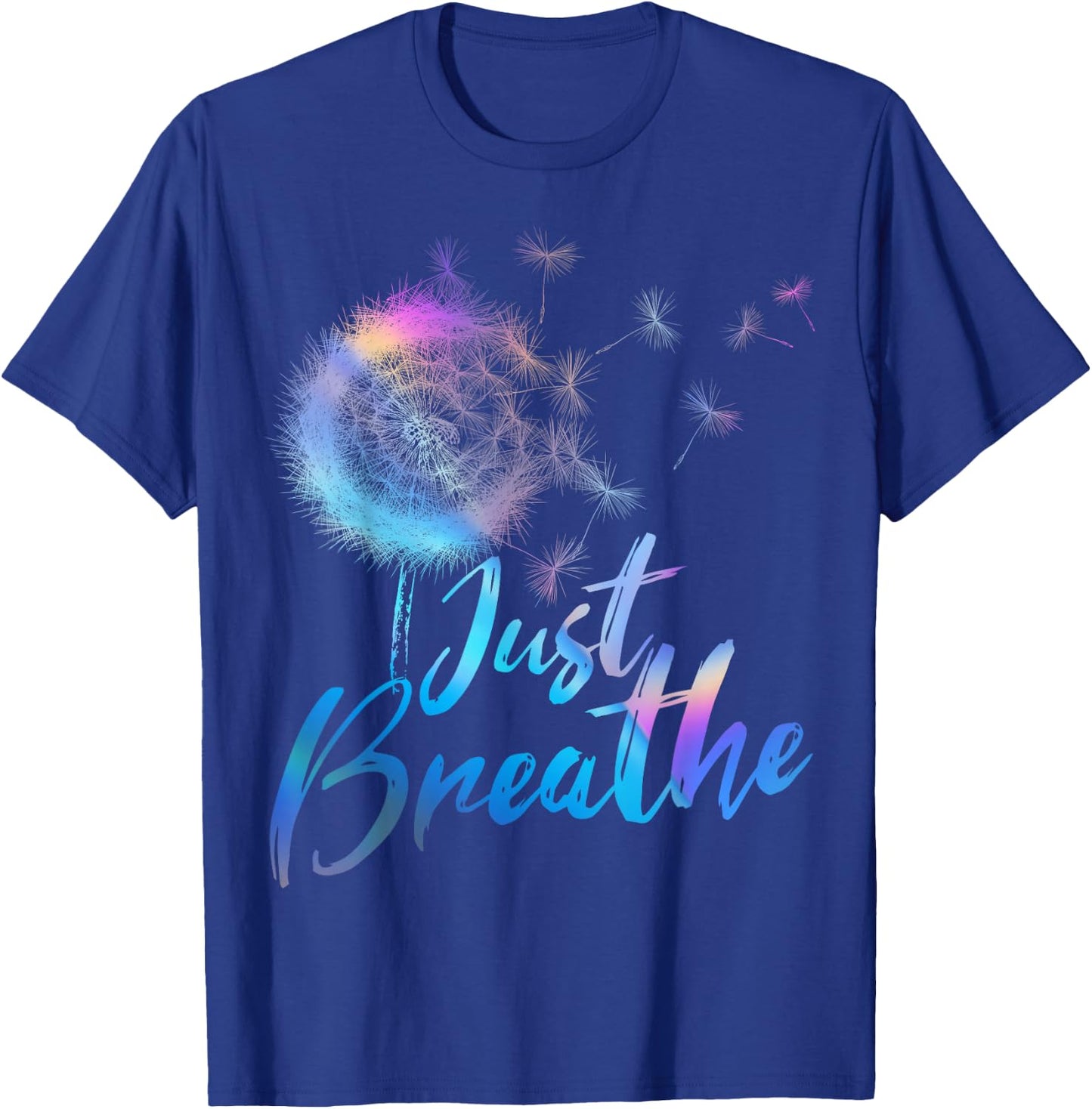 Just Breathe Dandelion Wildflower Botanical Nature Flower T-Shirt - T-Shirt | Royal
