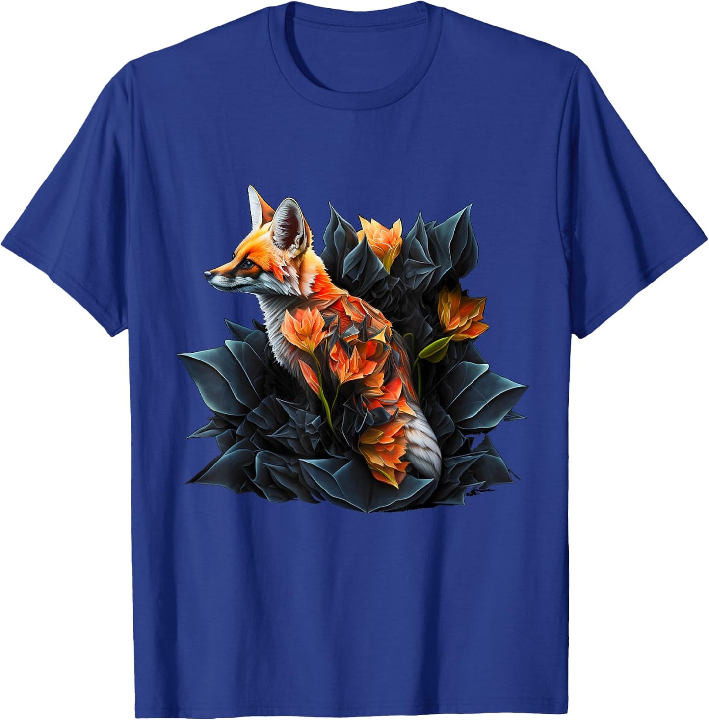 Fox art animal lovers motif animal flowers T-Shirt - T-Shirt | Royal