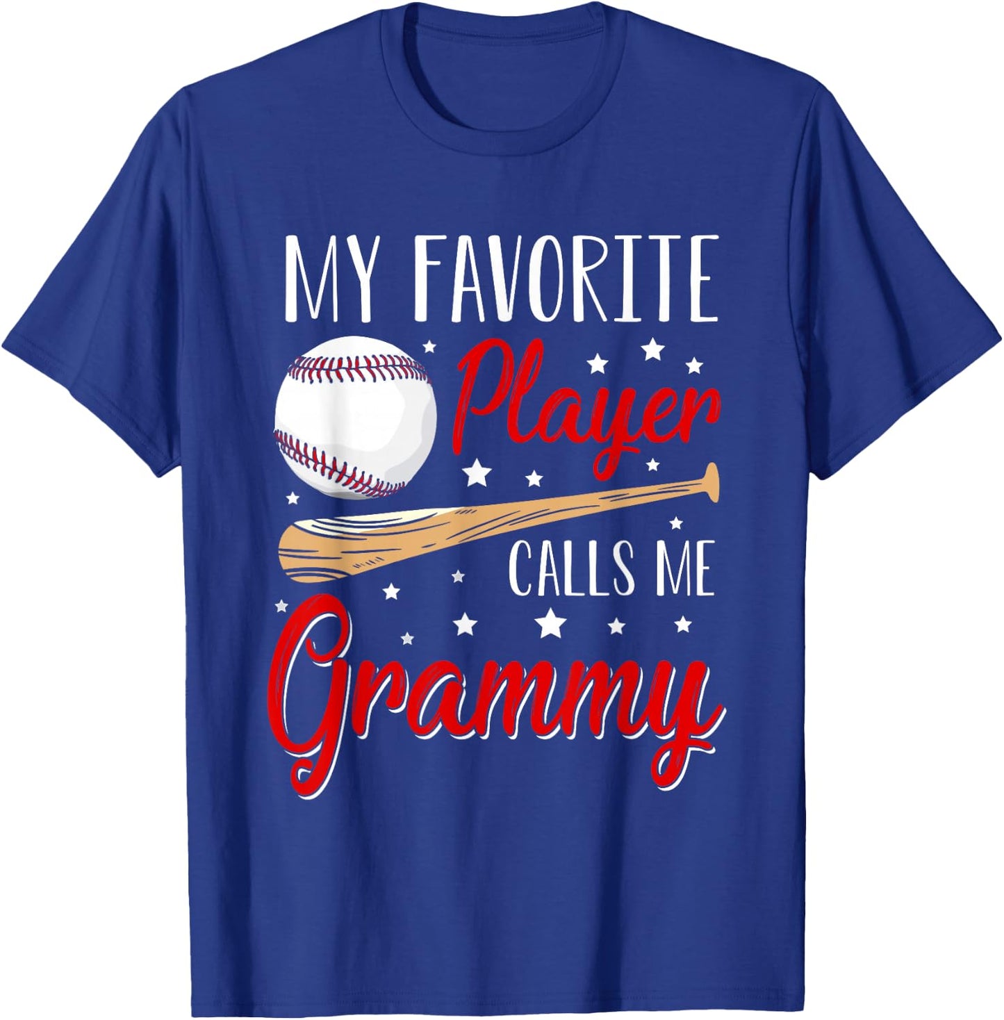 Baseball My Favorite Player Calls Me Grammy Heart Grandma T-Shirt - T-Shirt | Royal