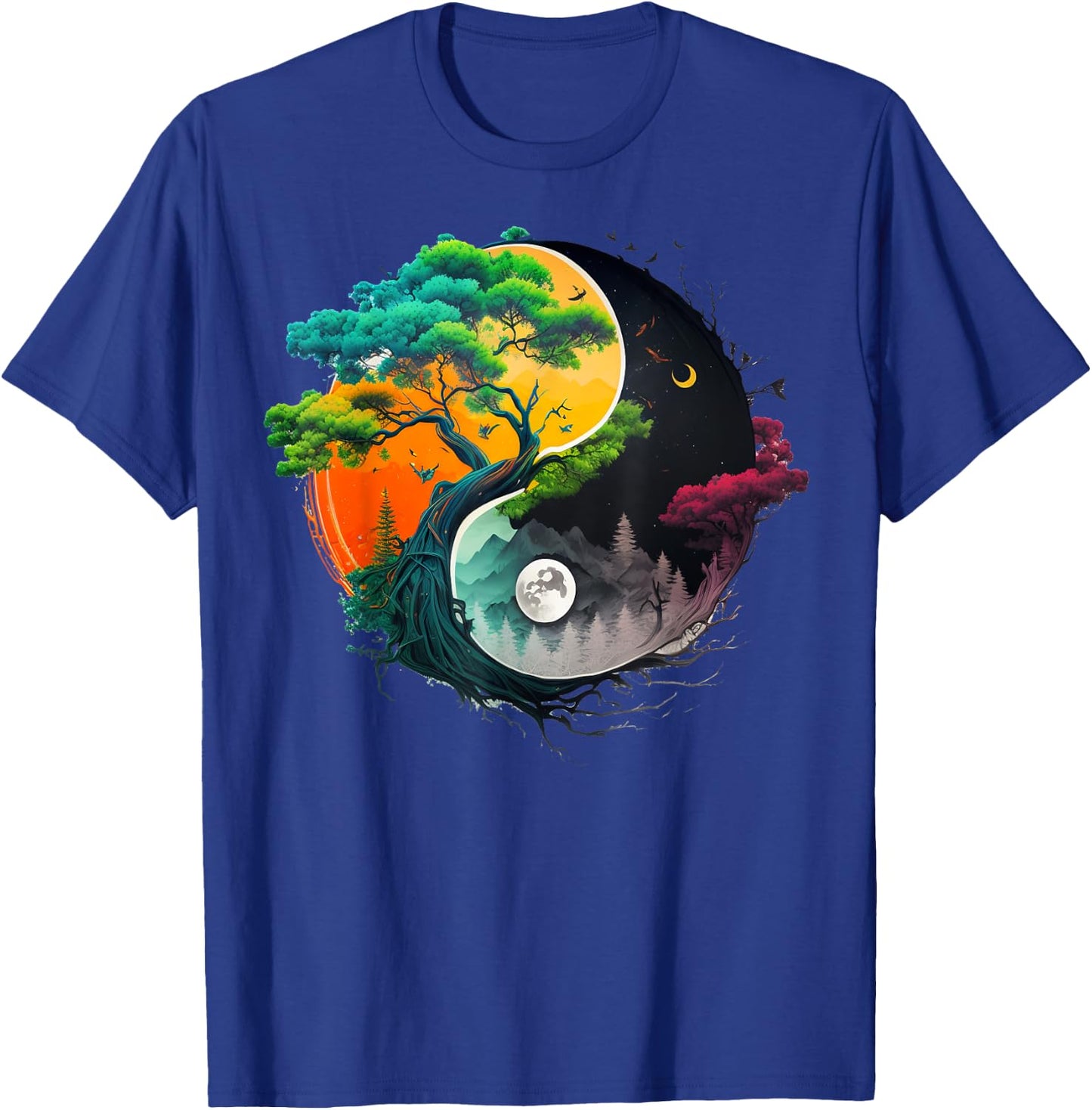 Nature Taoism Yin Yang Symbol on Zen Taijitu Yin Yang T-Shirt - T-Shirt | Royal