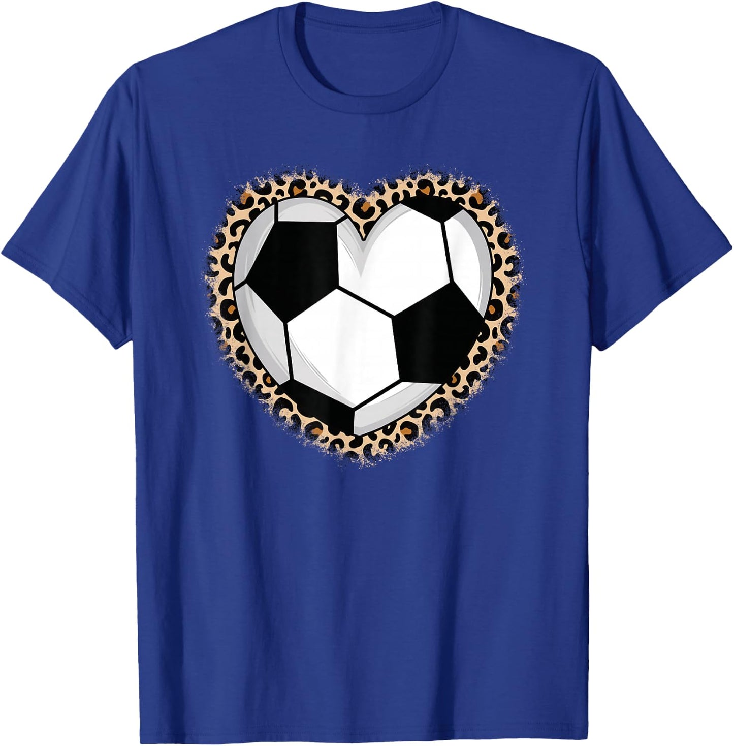 Soccer Heart Leopard Soccer Women Girls T-Shirt - T-Shirt | Royal
