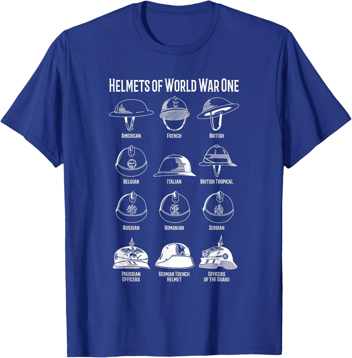 World War I Soldier Helmets Charts T-Shirt - T-Shirt | Royal
