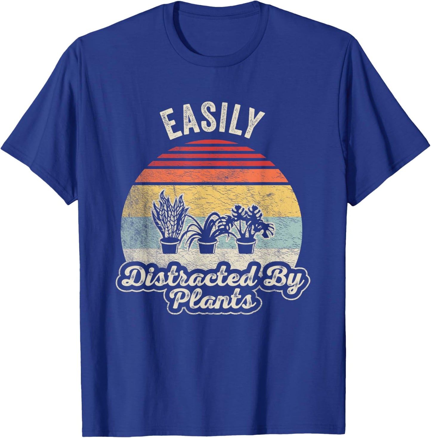 Retro Vintage Easily Distracted By Plants Gardening T-Shirt - T-Shirt | Royal
