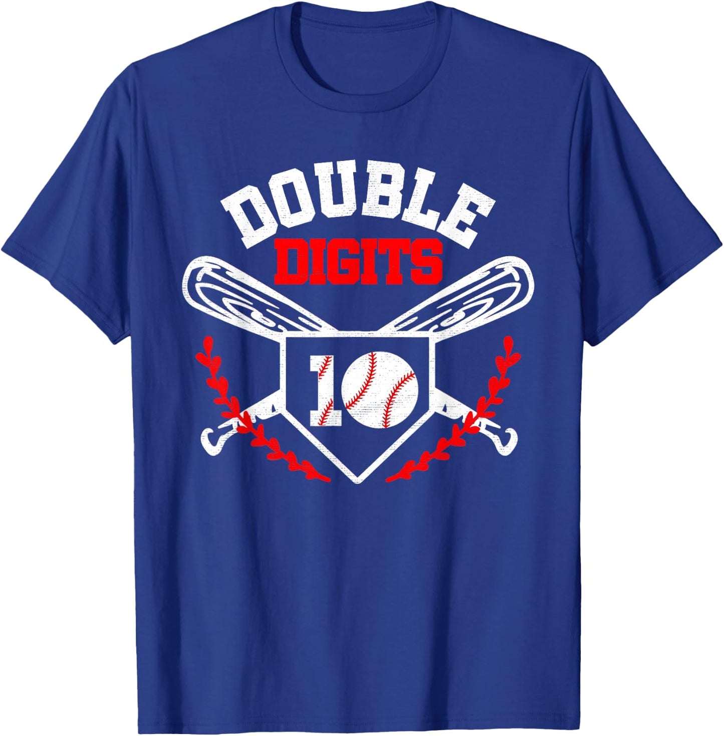 Double Digits Birthday Decorations Boy 10 Baseball Lover Fan T-Shirt - T-Shirt | Royal