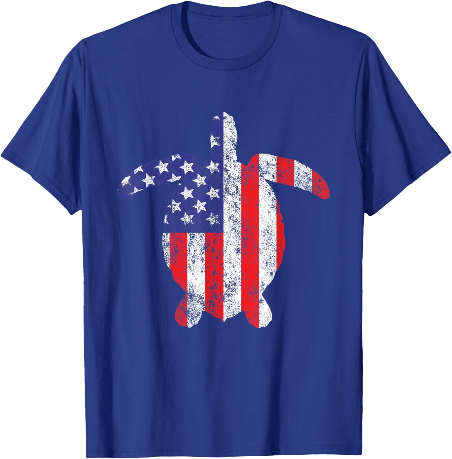 Sea Turtle Animal 4th of July US American Flag Patriotic Women Kids Men T-Shirt - T-Shirt | Royal