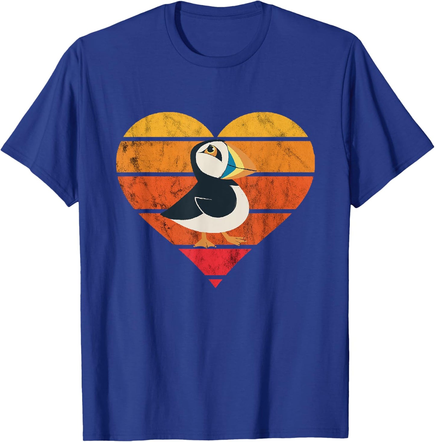 Puffin Bird Heart Retro Vintage Seabird Lover Puffin Lover T-Shirt - T-Shirt | Royal