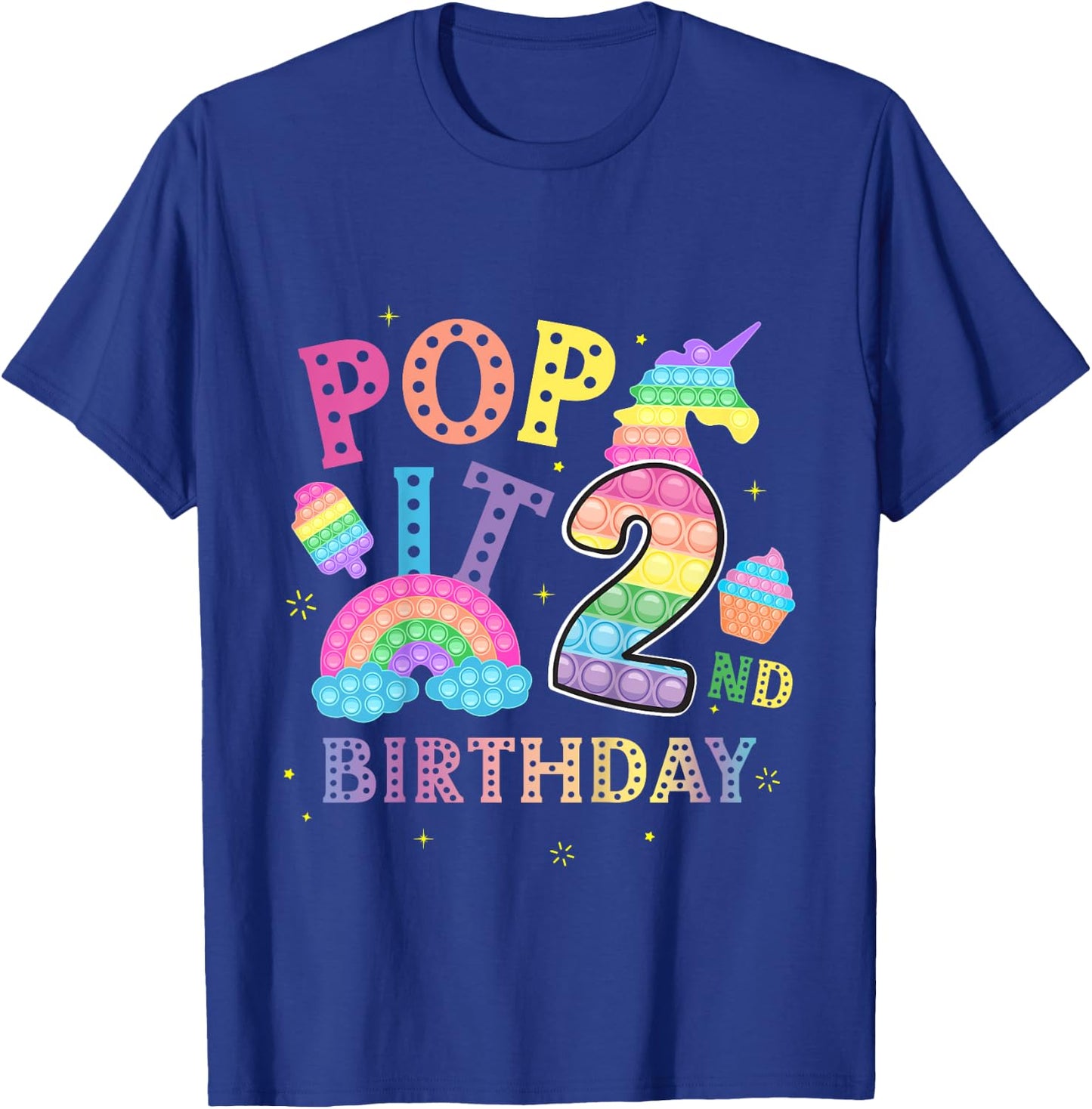 2nd Birthday Pop 2 Year Popping Party for Girls Pop it T-Shirt - T-Shirt | Royal