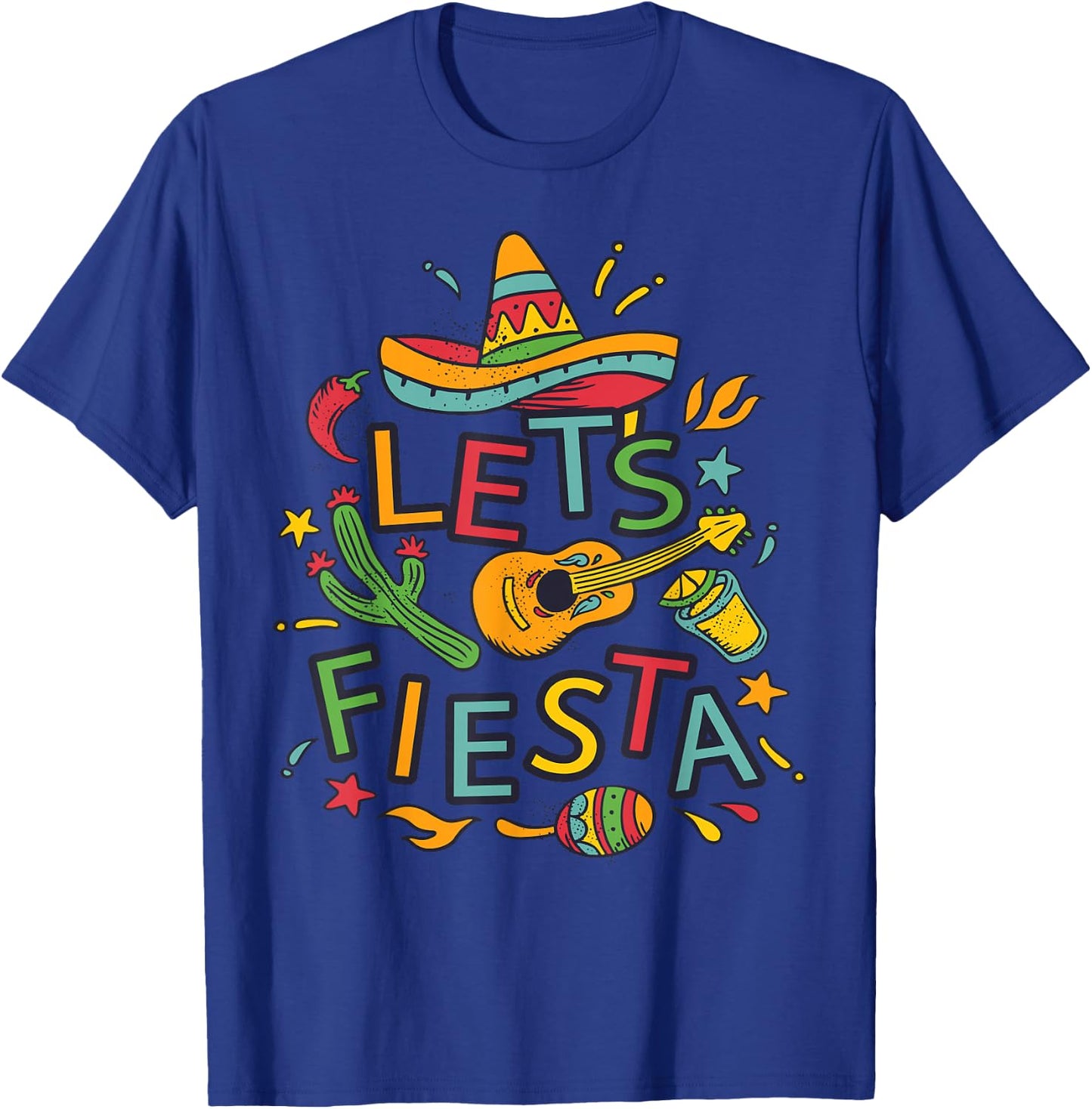 Let's Fiesta Cinco De Mayo Mexican Guitar Party T-Shirt - T-Shirt | Royal