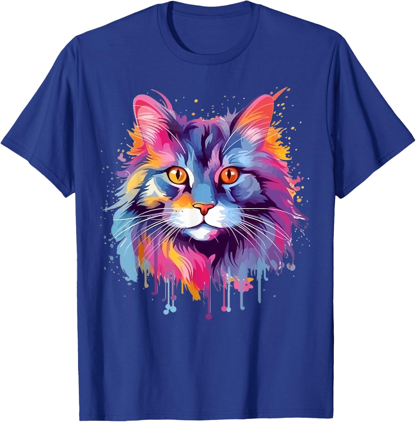 Colorful Splash Art Maine Coon Cat Face T-Shirt - T-Shirt | Royal