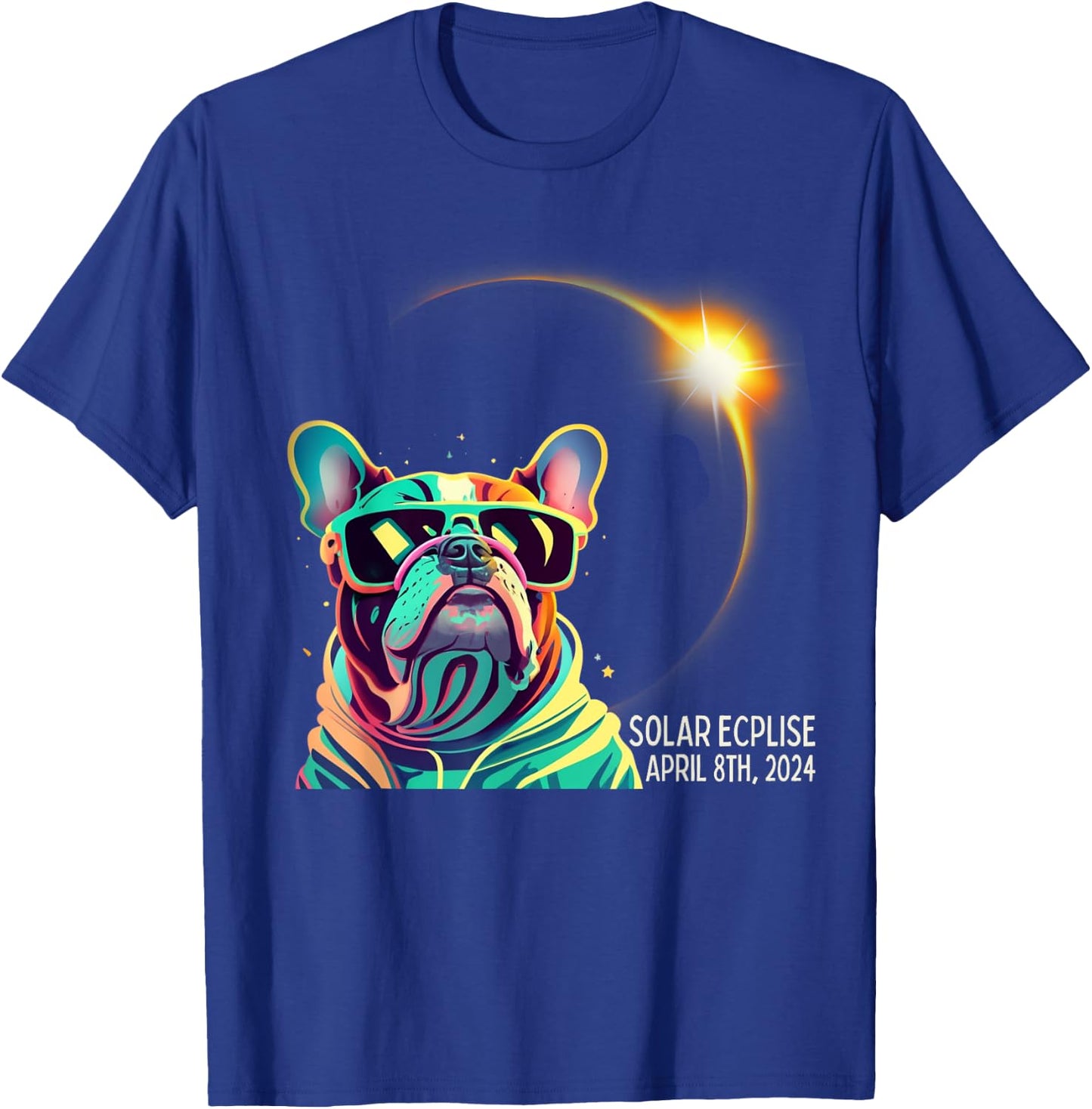 French Bulldog America 2024 Solar Eclipse Accessories Men Women Kids T-Shirt - T-Shirt | Royal