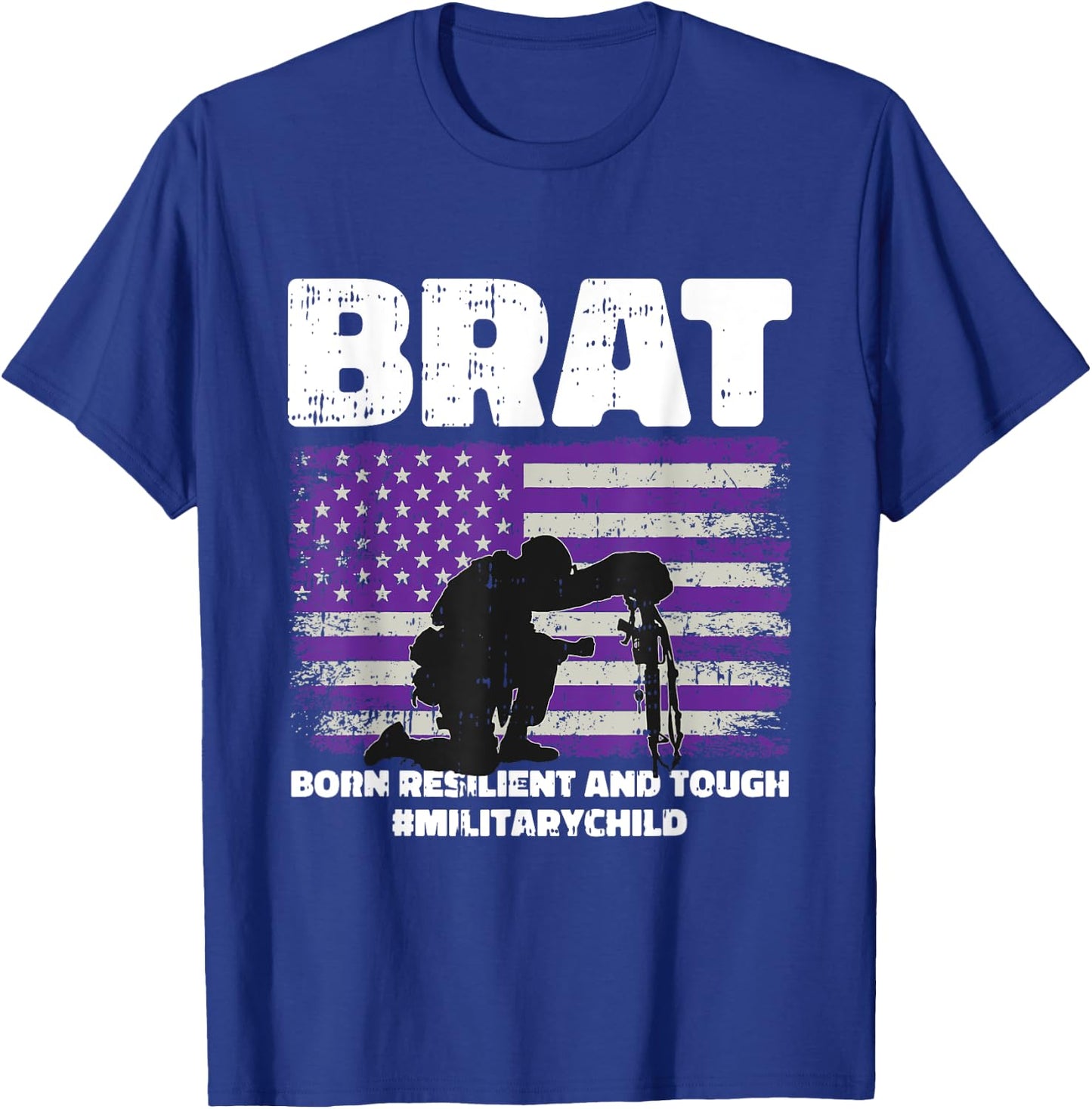 Military Child Boy Girls Brat Born Resilient And Tough T-Shirt - T-Shirt | Royal