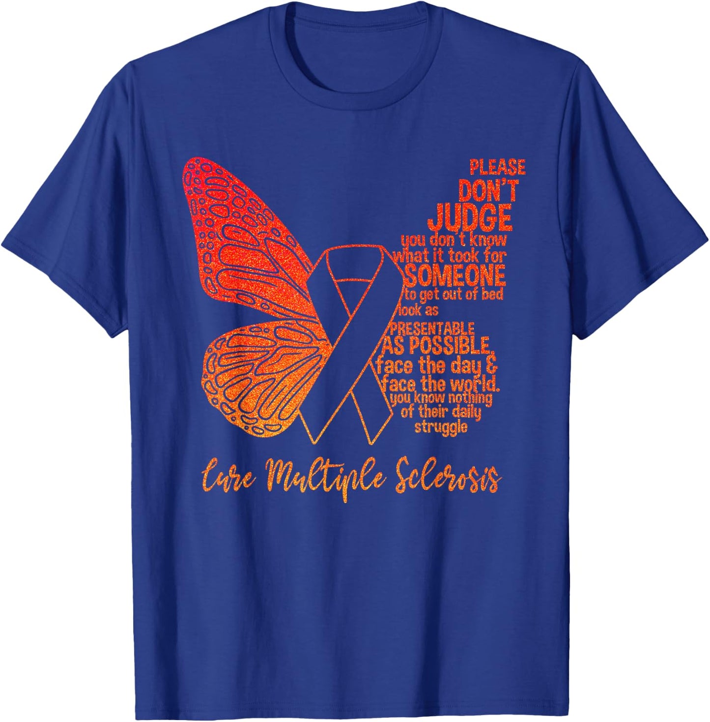MS Awareness | Butterfly Multiple Sclerosis Awareness T-Shirt - T-Shirt | Royal
