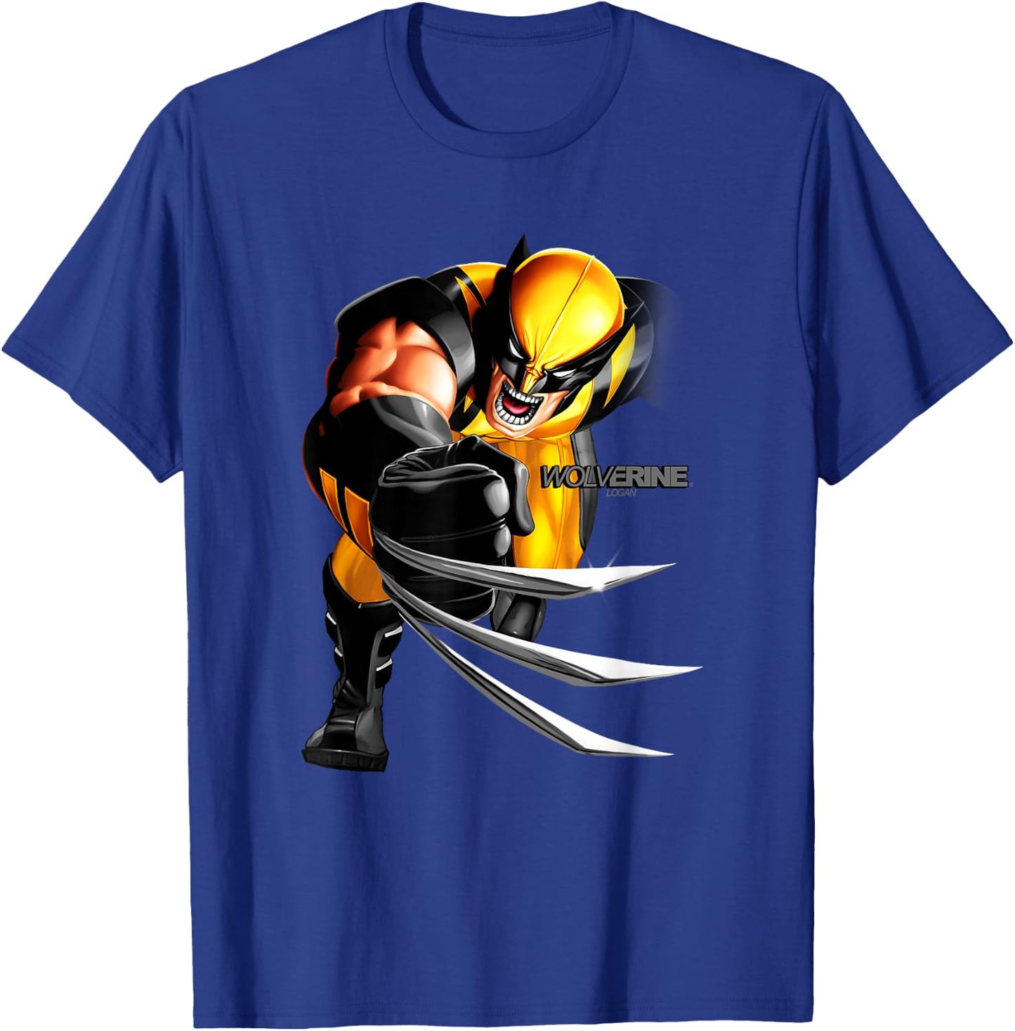 Marvel Wolverine Classic Ferocious Logan Claw Portrait T-Shirt - T-Shirt | Royal