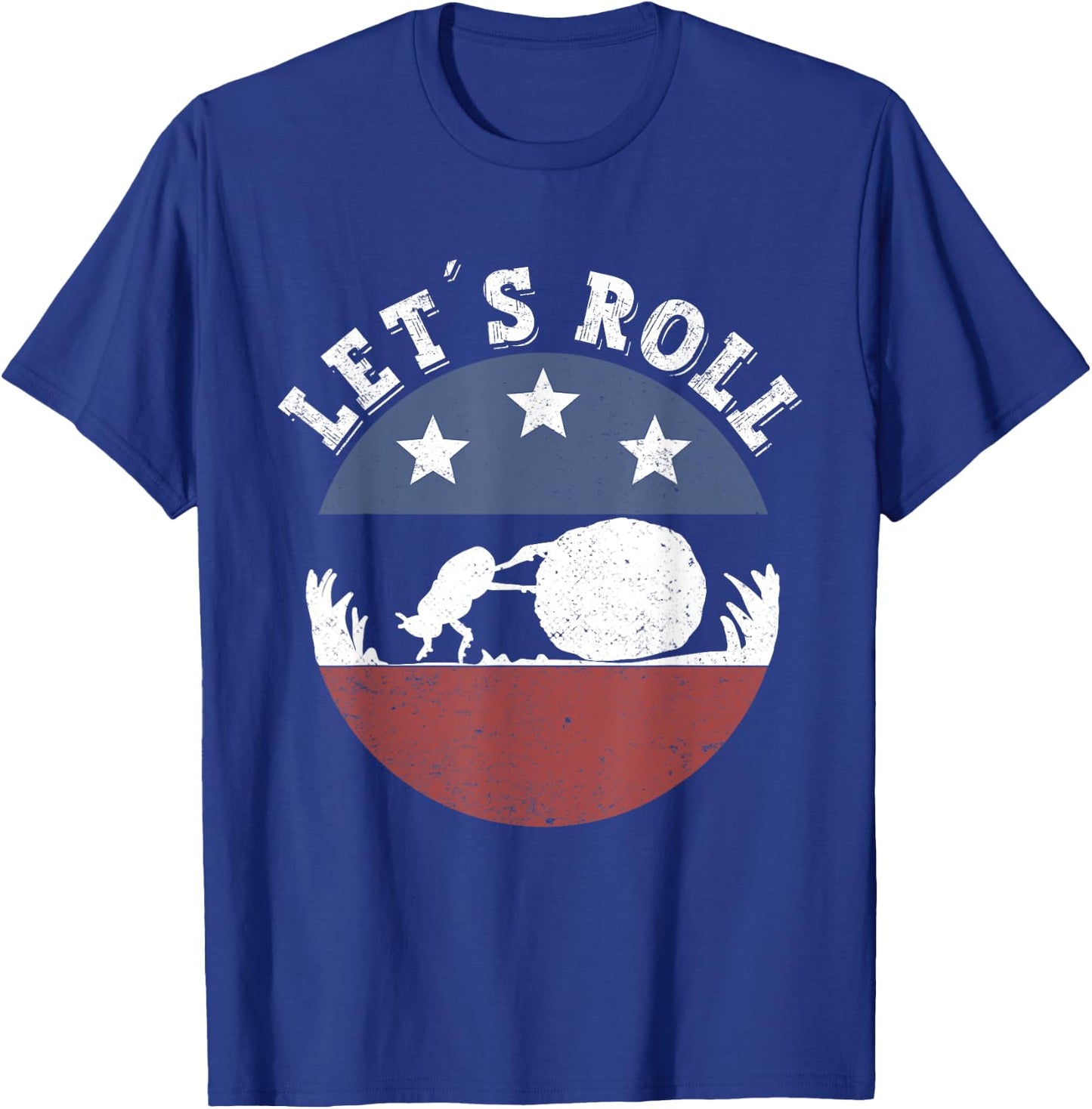 Lets Roll Vintage dung beatle pushing dung ball T-Shirt - T-Shirt | Royal