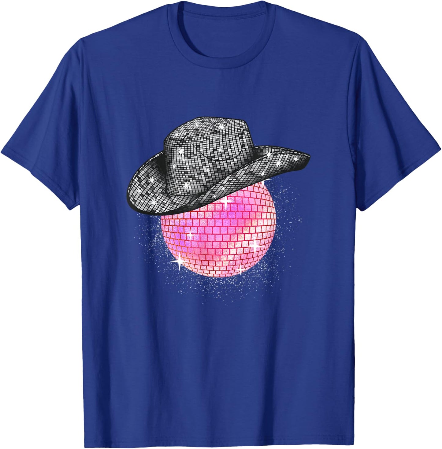 Cowgirl Pink Disco Ball with Cowboy Hat Retro T-Shirt - T-Shirt | Royal