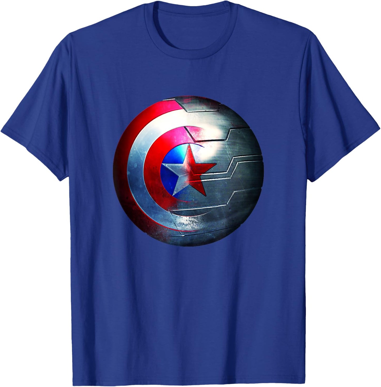 Marvel Comics Retro Classic Cap's Shield & Bucky's Arm Logo T-Shirt - T-Shirt | Royal