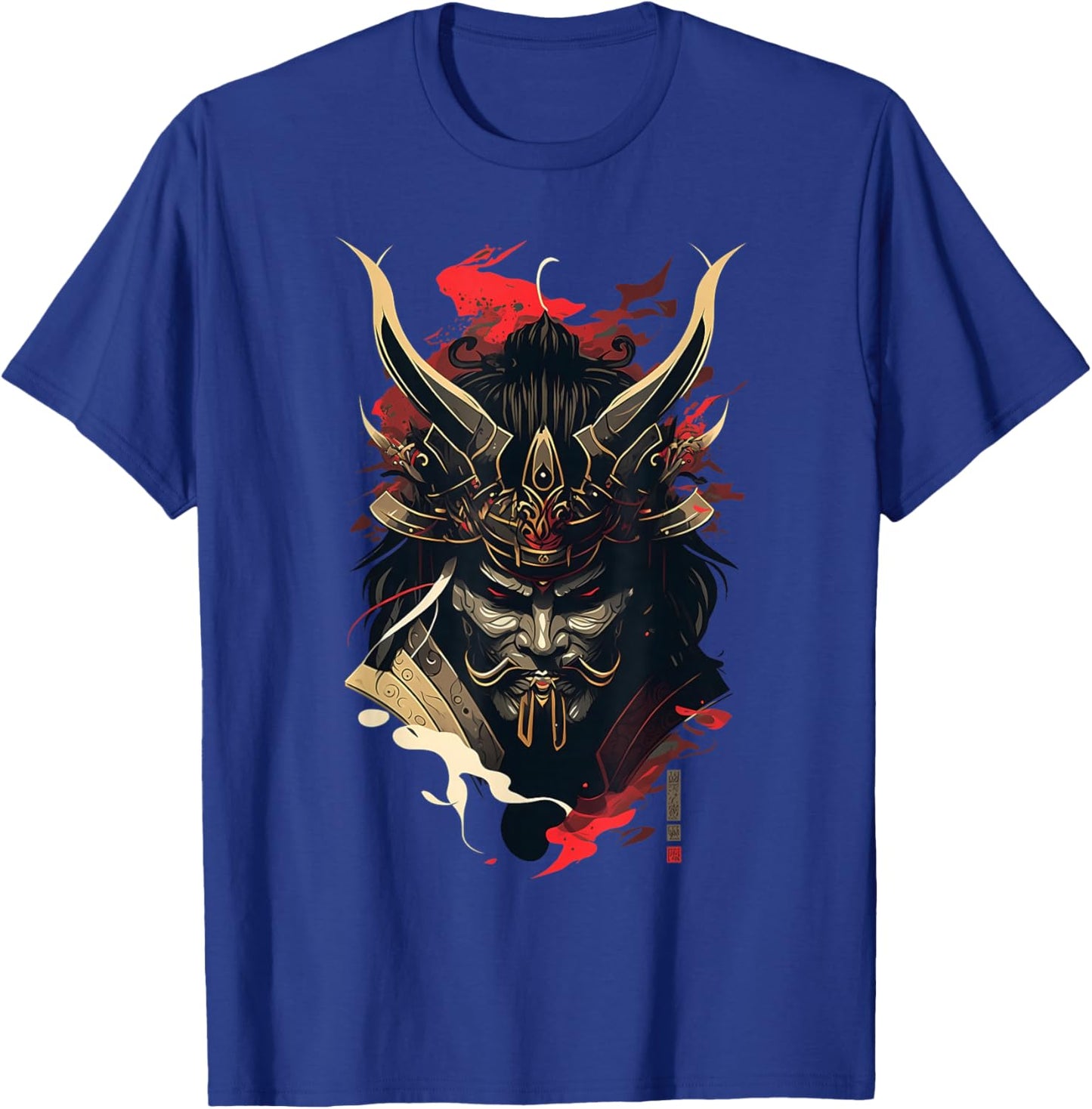 Samurai Mask Traditional Japanese Warrior Sword Retro Tattoo T-Shirt - T-Shirt | Royal