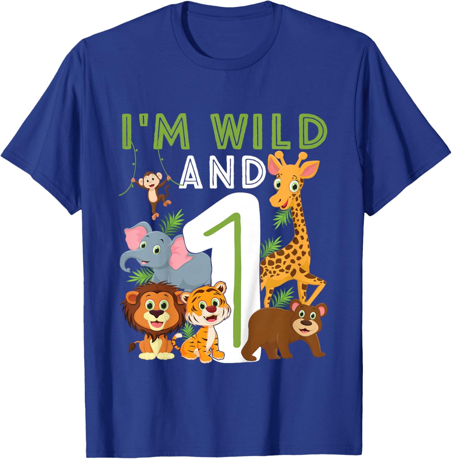I'm wild And One Safari Zoo Animal Theme 1 Year Old Birthday T-Shirt - T-Shirt | Royal