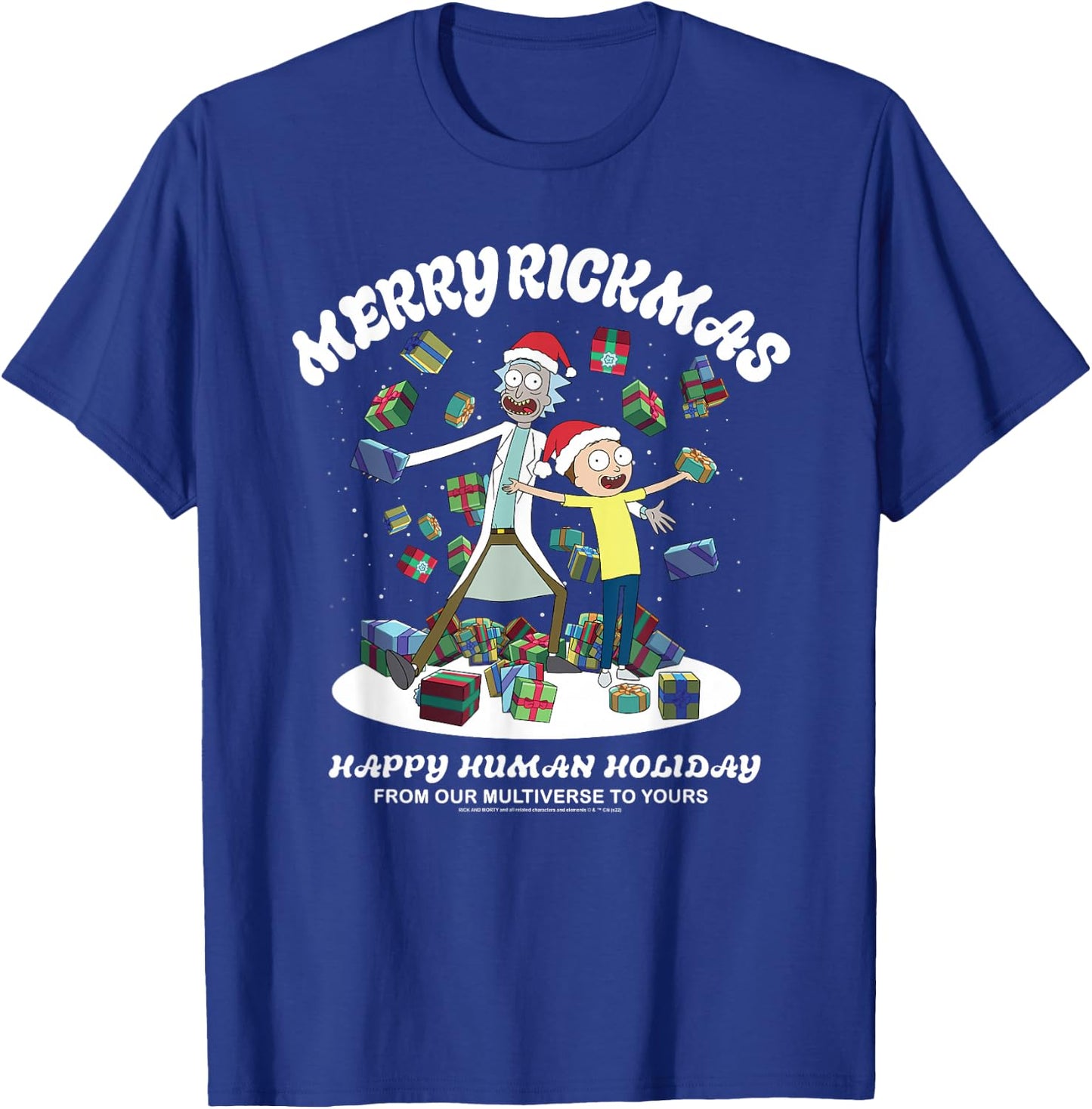 Rick and Morty Christmas Merry Rickmas Dark T-Shirt - T-Shirt | Royal