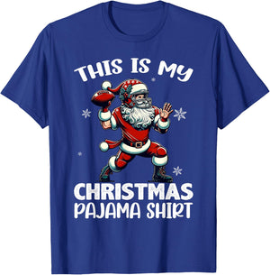 Santa Playing American Football, This Is My Christmas Pajama T-Shirt - T-Shirt | Royal