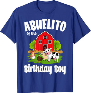 Abuelito Of The Birthday Boy Farm Animal Bday Party T-Shirt - T-Shirt | Royal
