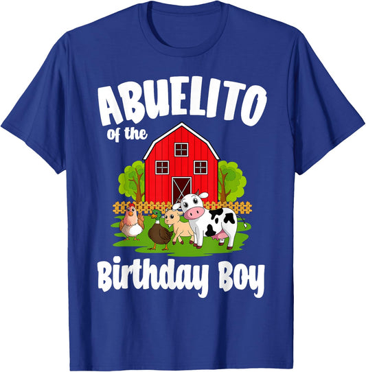 Abuelito Of The Birthday Boy Farm Animal Bday Party T-Shirt - T-Shirt | Royal