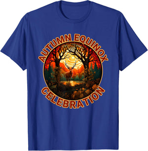 Autumn Equinox Celebration Fall Leaves Deer Autumn Design T-Shirt - T-Shirt | Royal