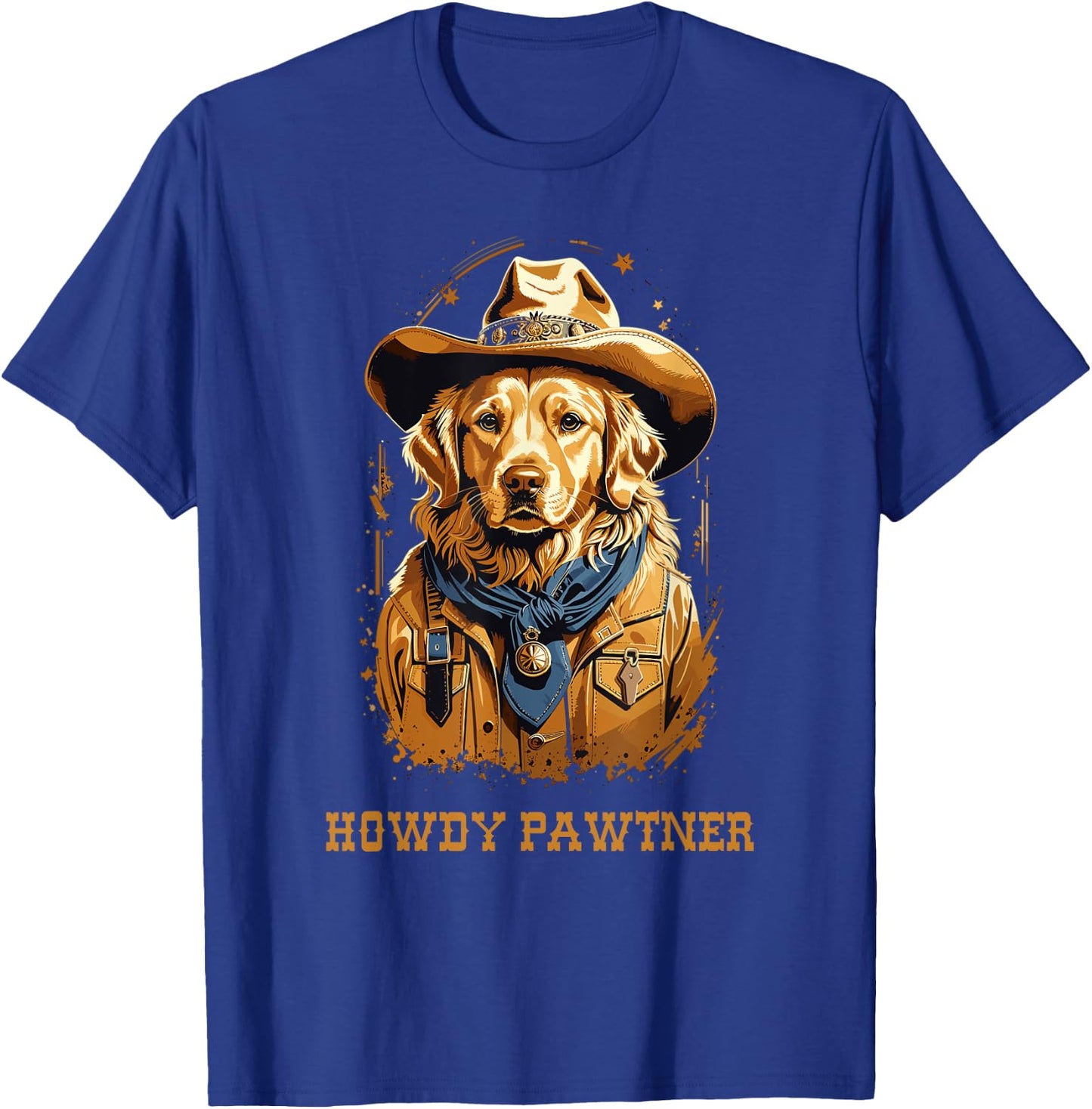 Cute Cowboy Cowgirl Golden Retriever Dog Pun T-Shirt - T-Shirt | Royal
