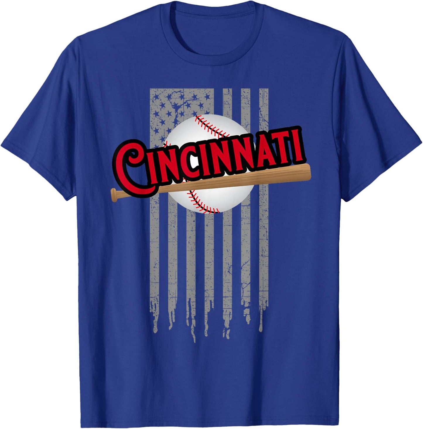 Cincinnati OH USA Flag The Queens Chip City Basic Cincy T-Shirt - T-Shirt | Royal