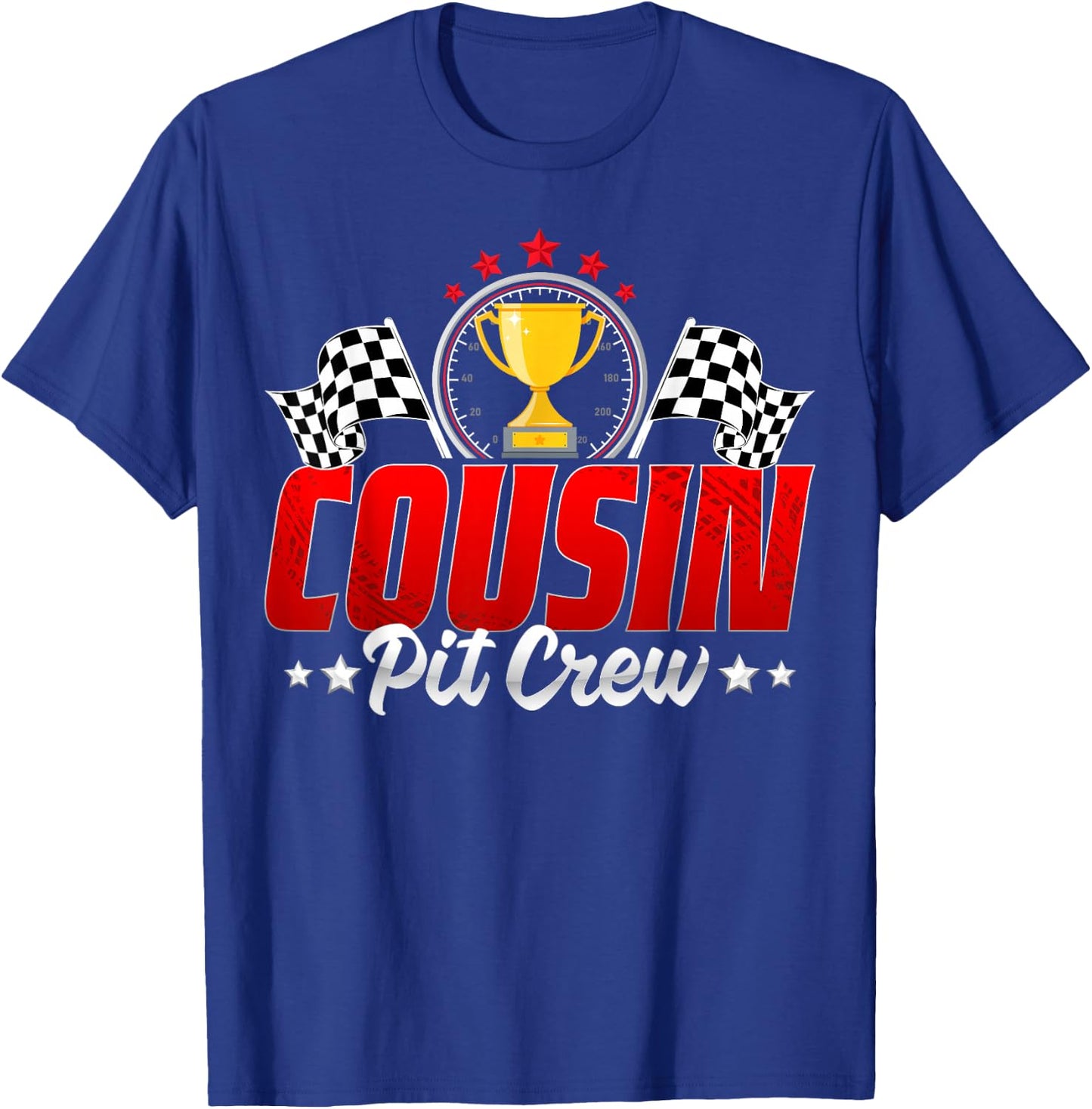 Pit Crew Cousin Racing Car Family Birthday Party Men Women T-Shirt - T-Shirt | Royal