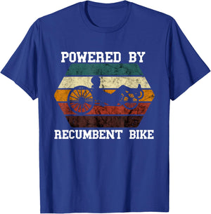 Retro Recumbent Bike Powered By Recumbent Trike Cyclist T-Shirt - T-Shirt | Royal