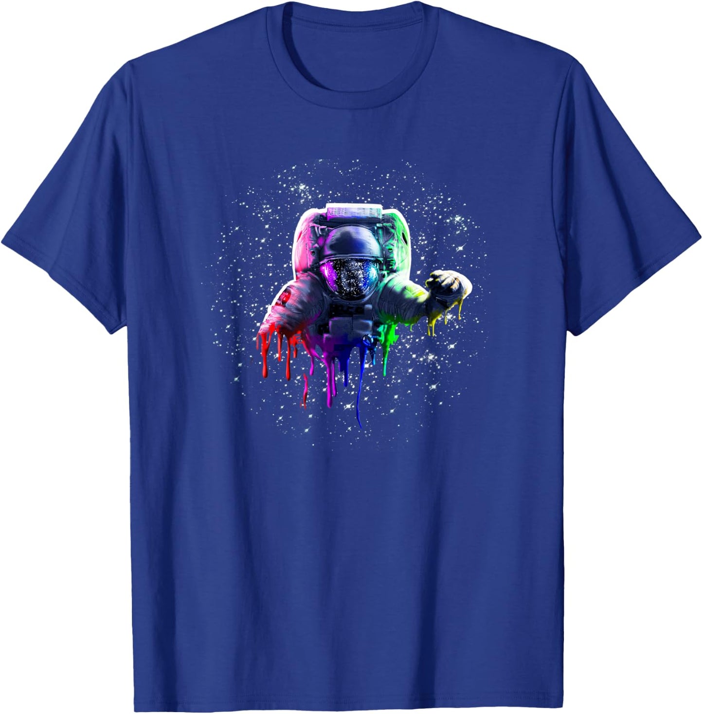 Rainbow Astronaut Melt Drip In Space T-Shirt - T-Shirt | Royal