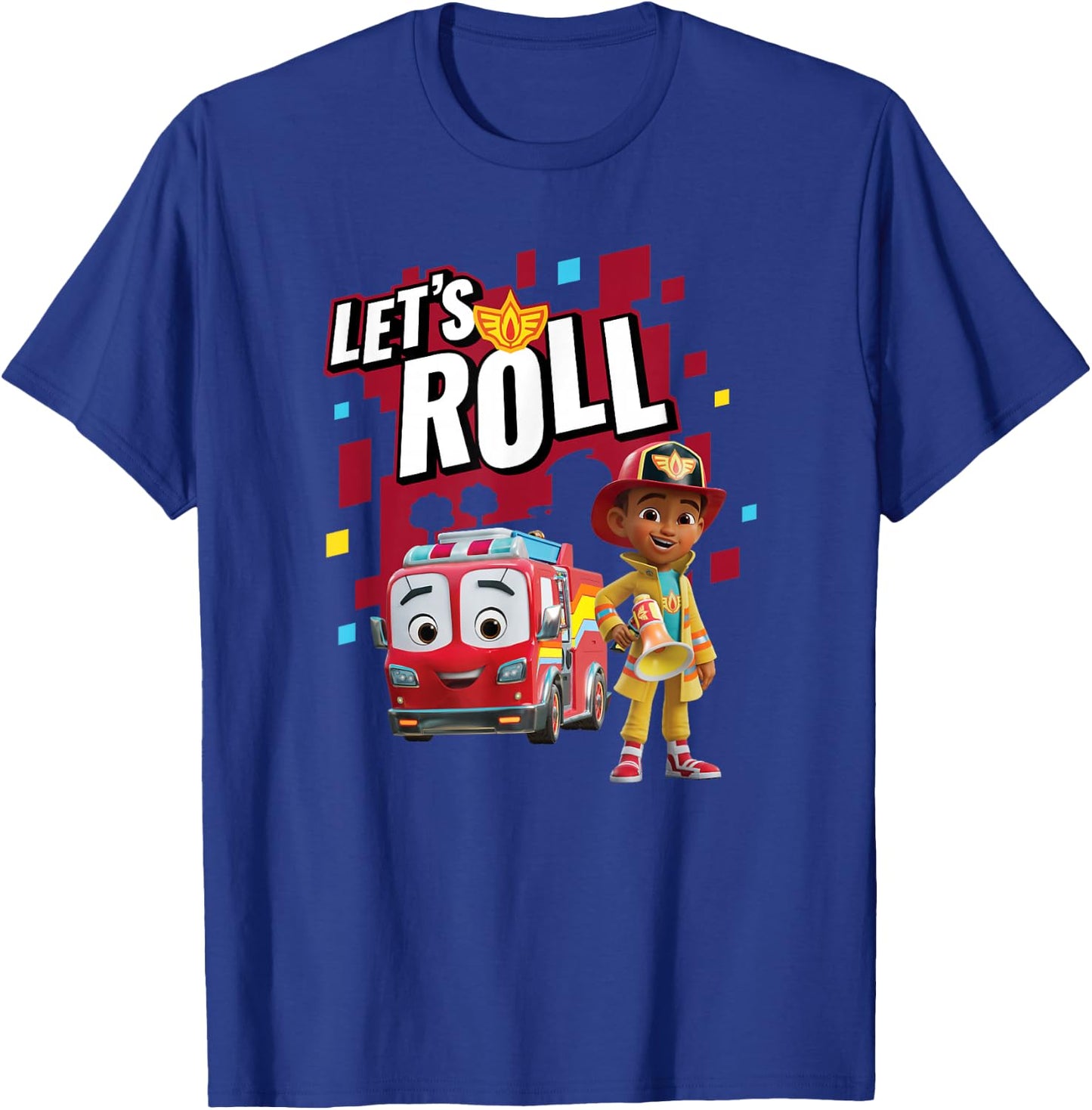 Disney Firebuds Bo & Flash Firetruck Let's Roll! T-Shirt - T-Shirt | Royal