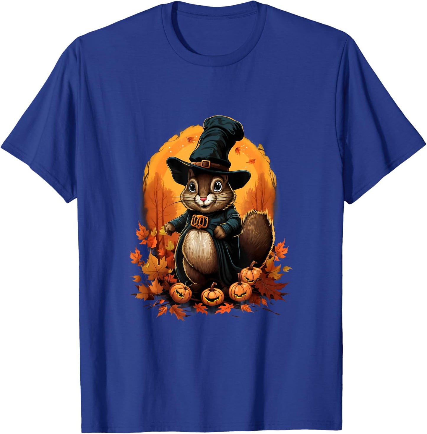 Thanksgiving Day Squirrel Pilgrim Autumn Halloween T-Shirt - T-Shirt | Royal