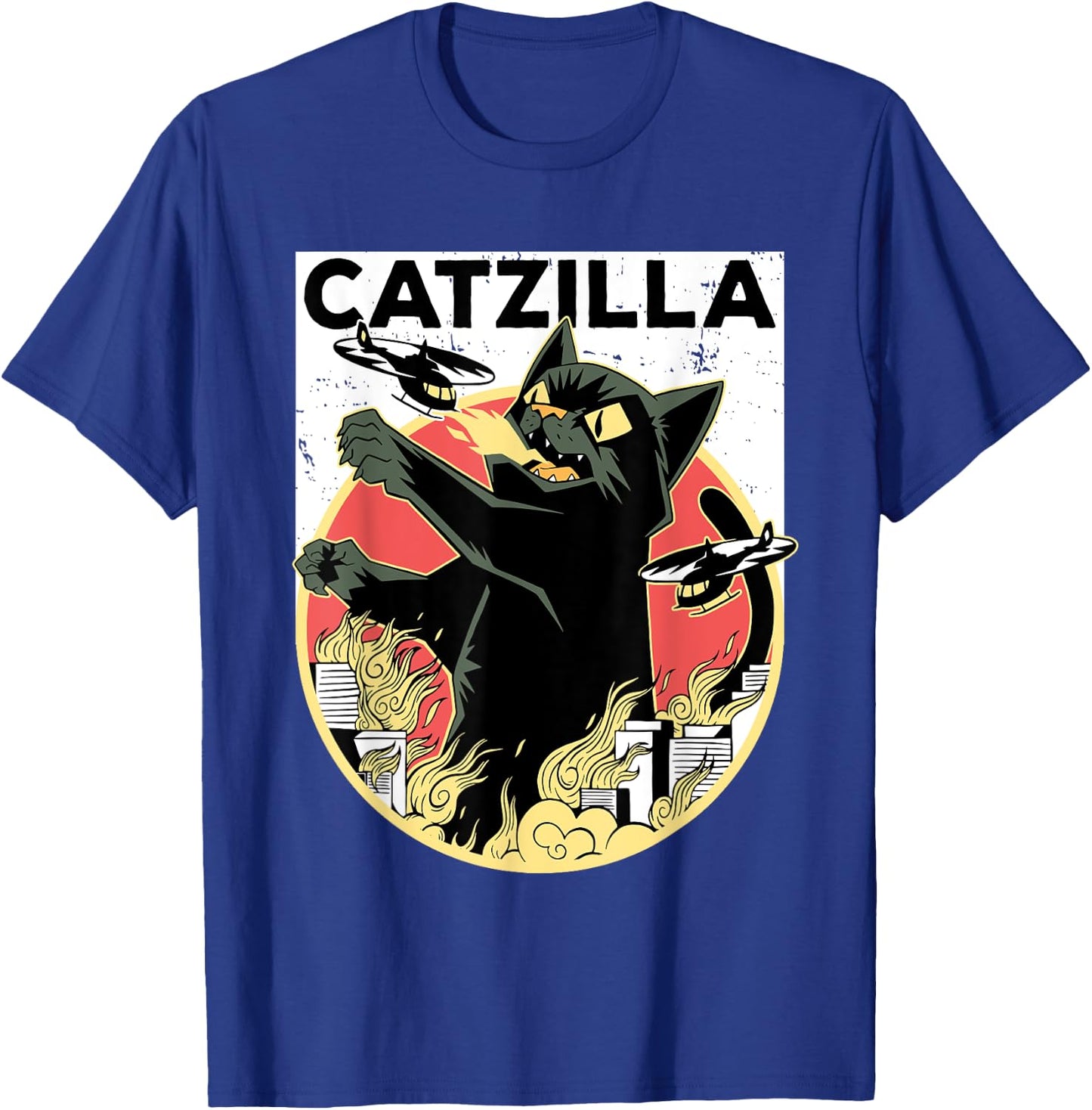 CATZILLA Black Cat Apparel | Catzilla T-Shirt - T-Shirt | Royal
