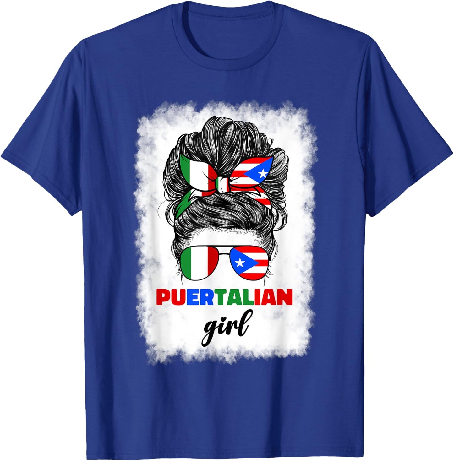 Half Italian And Puerto Rican Rico Italy Flag Girl T-Shirt - T-Shirt | Royal