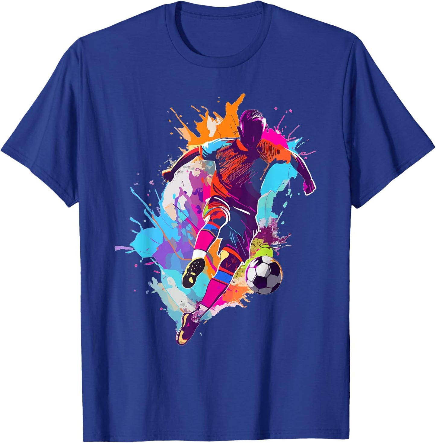 Soccer player Paint splash T-Shirt - T-Shirt | Royal