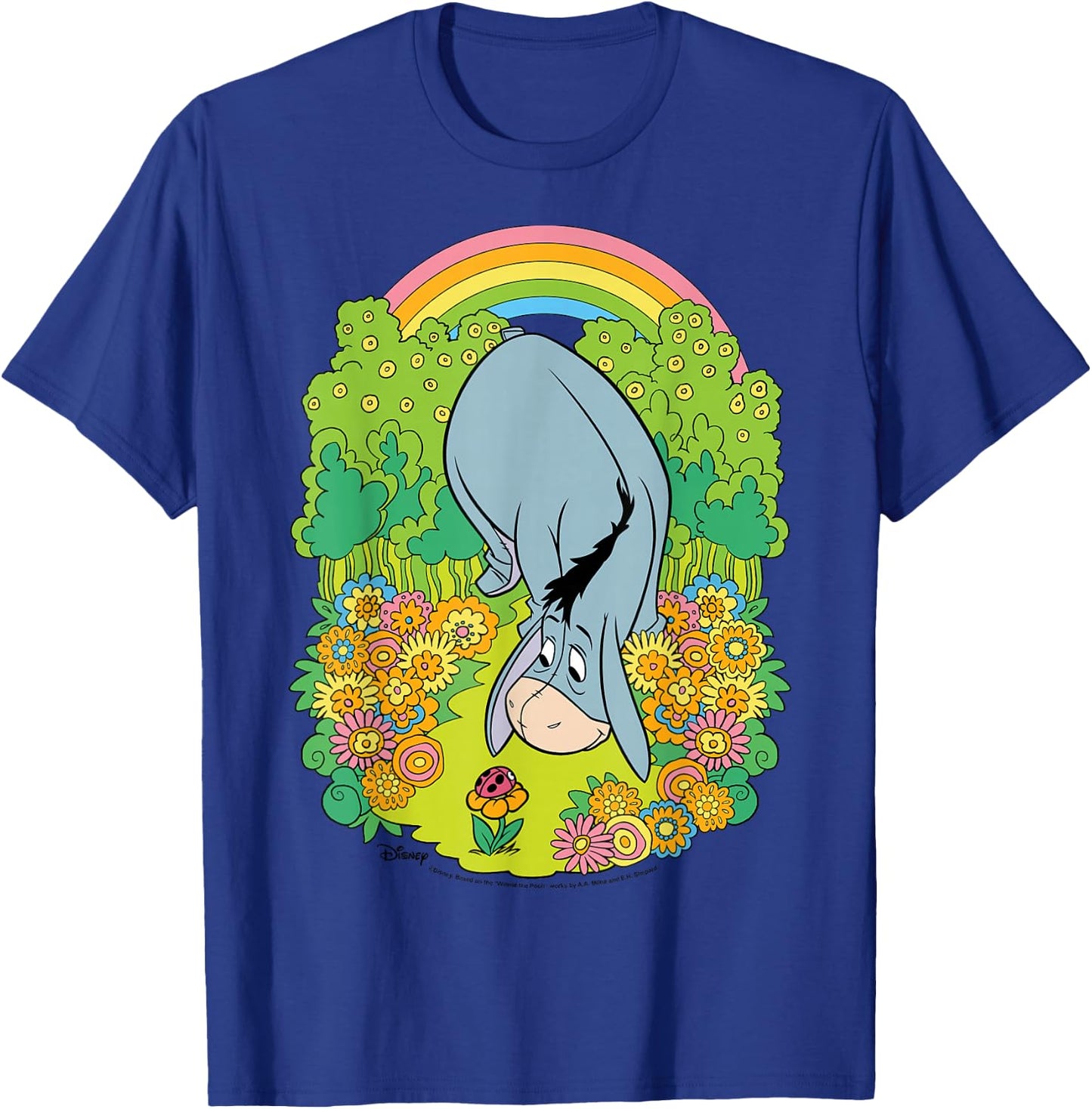 Winnie The Pooh - Eeyore Rainbow Flowers T-Shirt - T-Shirt | Royal